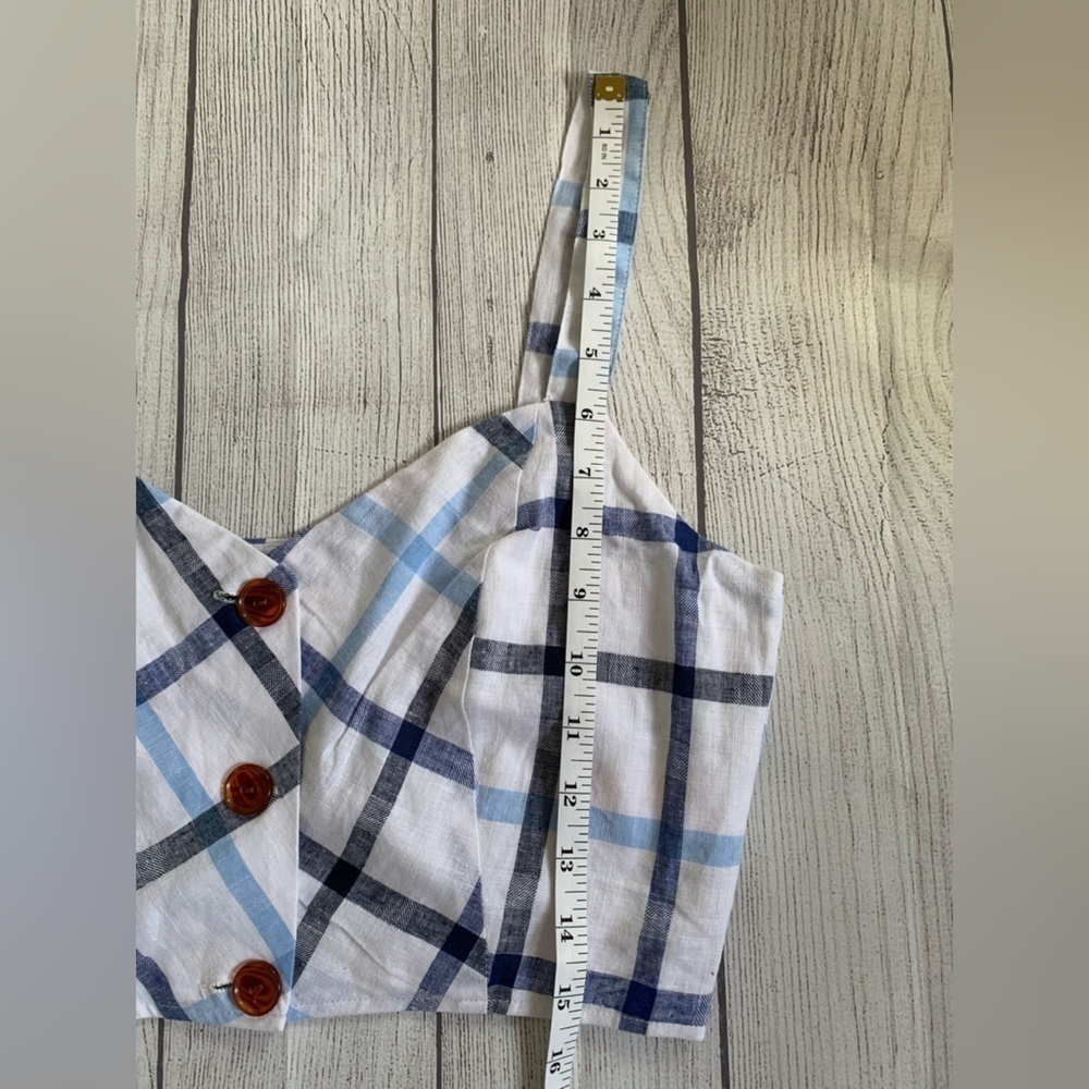 Red Carter Linen Meet & Greet Gingham Crop Top Blue & White Size Small - Picture 7 of 8
